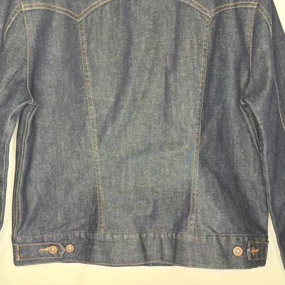 GAP Denim Stretch Jacket Women's size LARGE Made in Hong Kong Dark Wash Blue - Picture 8 of 12